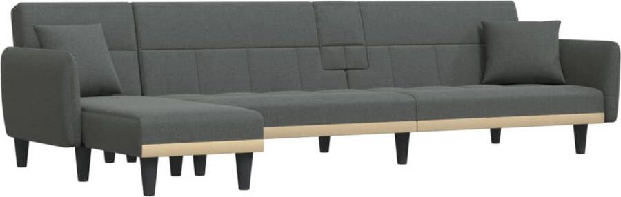 VidaXL -Slaapbank-L-vormig-275x140x70-cm-stof-donkergrijs