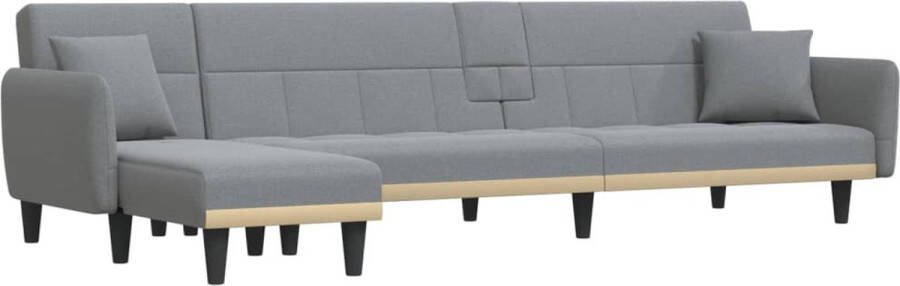 VidaXL -Slaapbank-L-vormig-275x140x70-cm-stof-lichtgrijs