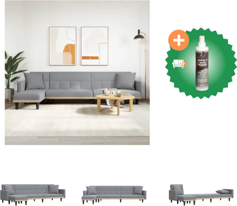 VidaXL Slaapbank L-vormig 275x140x70 cm stof lichtgrijs Bank Inclusief Reiniger