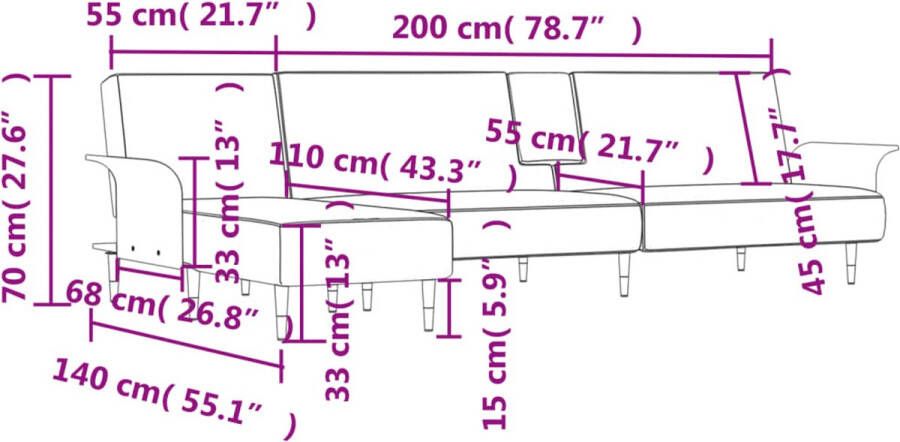 VidaXL -Slaapbank-L-vormig-279x140x70-cm-fluweel-geel