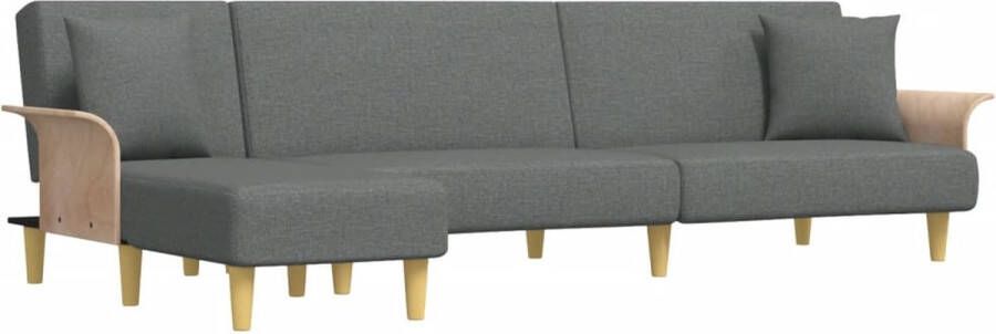 VidaXL -Slaapbank-L-vormig-279x140x70-cm-stof-donkergrijs