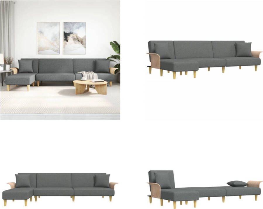 VidaXL Slaapbank L-vormig 279x140x70 cm stof donkergrijs L-vormige Slaapbank L-vormige Slaapbanken Slaapbank
