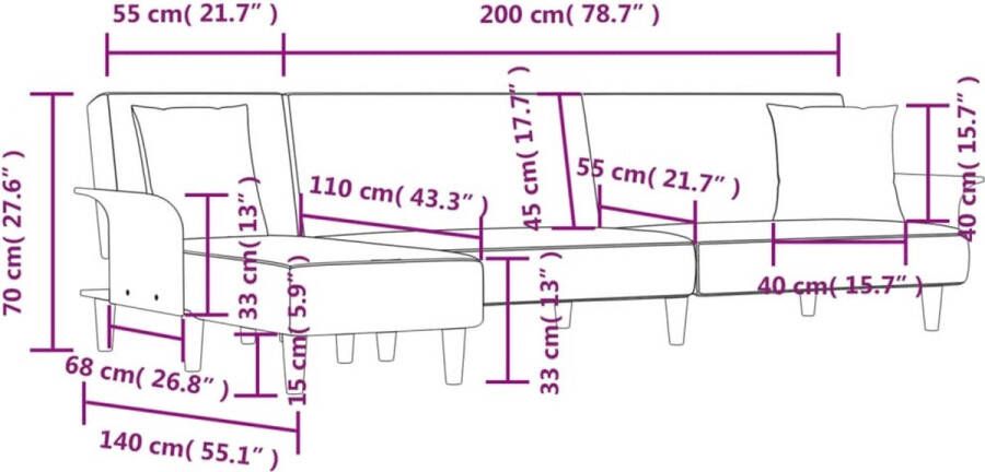 VidaXL -Slaapbank-L-vormig-279x140x70-cm-stof-lichtgrijs - Foto 2