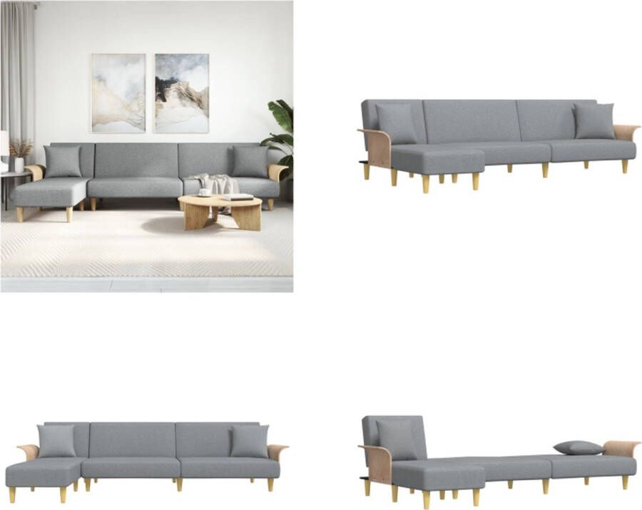 VidaXL -Slaapbank-L-vormig-279x140x70-cm-stof-lichtgrijs