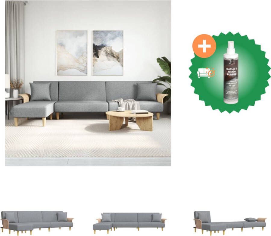 VidaXL Slaapbank L-vormige Lichtgrijs 279x140x70cm Multifunctioneel Bank Inclusief Reiniger