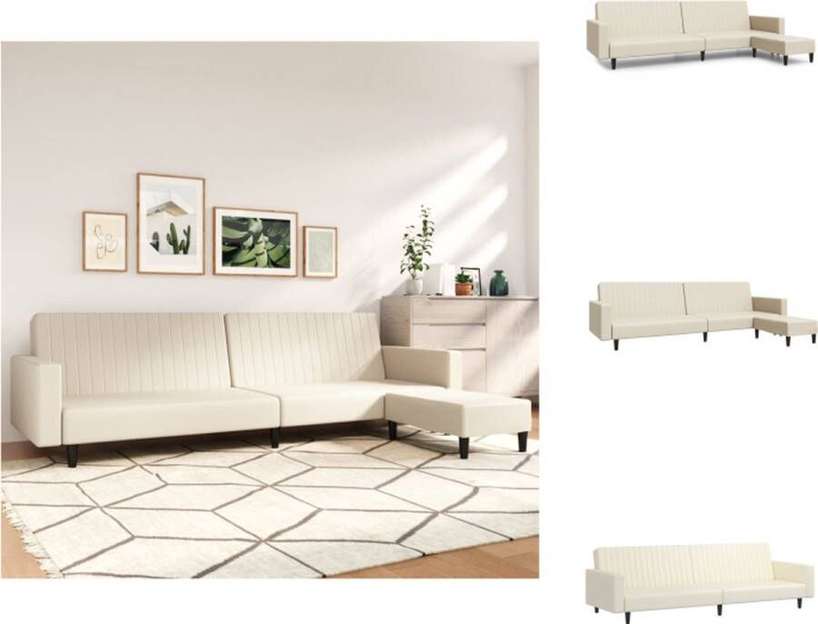 VidaXL Slaapbank- Leren bekleding 220 x 84.5 x 69 cm Crème Bank