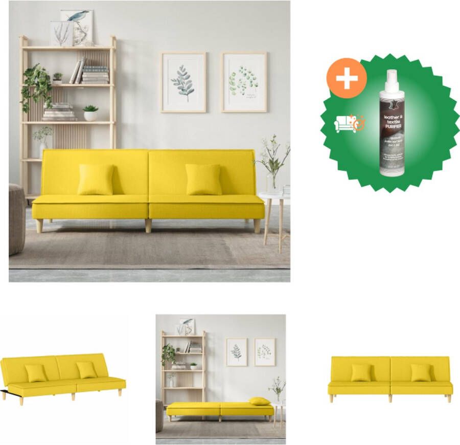 VidaXL Slaapbank Lichtgeel 200 x 89 x 70 cm Verstelbare rugleuning Comfortabele zitting Stabiel frame Inclusief kussens Montage vereist Bank Inclusief Reiniger