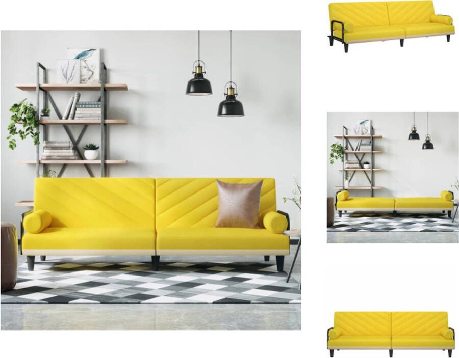VidaXL Slaapbank Slaapbanken Bedbank Slaapbed Slaapbank met armleuningen stof geel - Foto 2