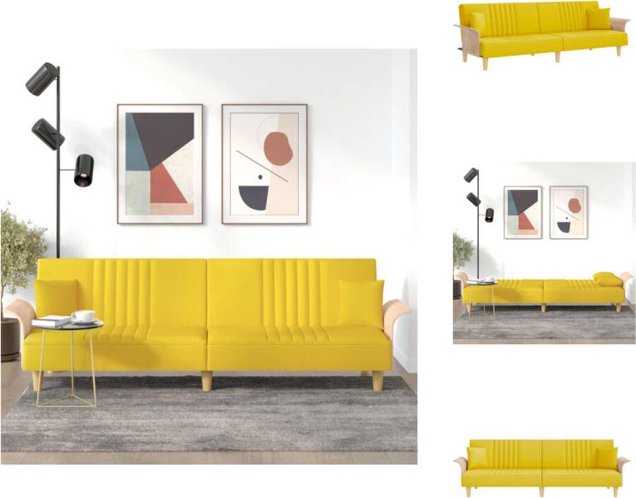 VidaXL Slaapbank Lichtgeel 224x89x70 cm Duurzaam materiaal Verstelbare rugleuning Comfortabele zitervaring Praktische kussens Stevig frame Montage vereist Inclusief 2 kussens Bank