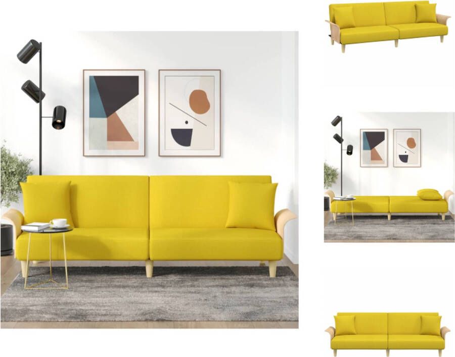 VidaXL Slaapbank Lichtgeel 224x89x70cm Duurzaam materiaal Verstelbare rugleuning Comfortabele zitervaring Praktische rolkussens Stevig en stabiel frame Inclusief 2 kussens Bank