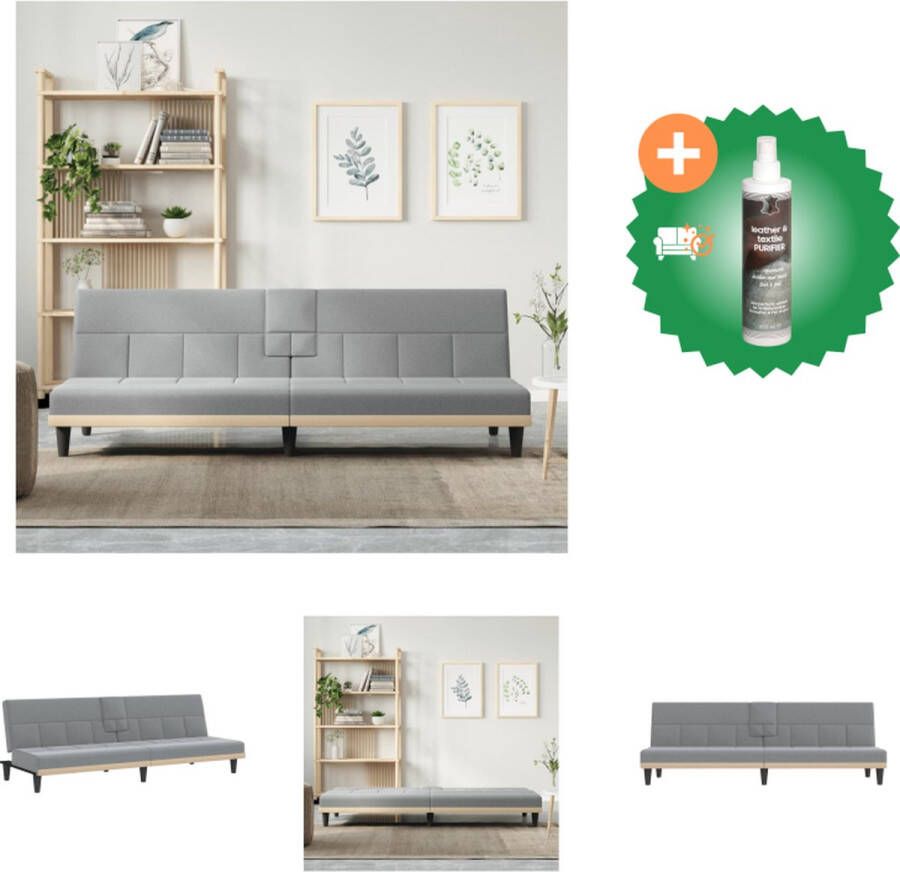 VidaXL Slaapbank Lichtgrijs 200x89x70 cm Verstelbare rugleuning Inklapbare theetafel Bank Inclusief Reiniger