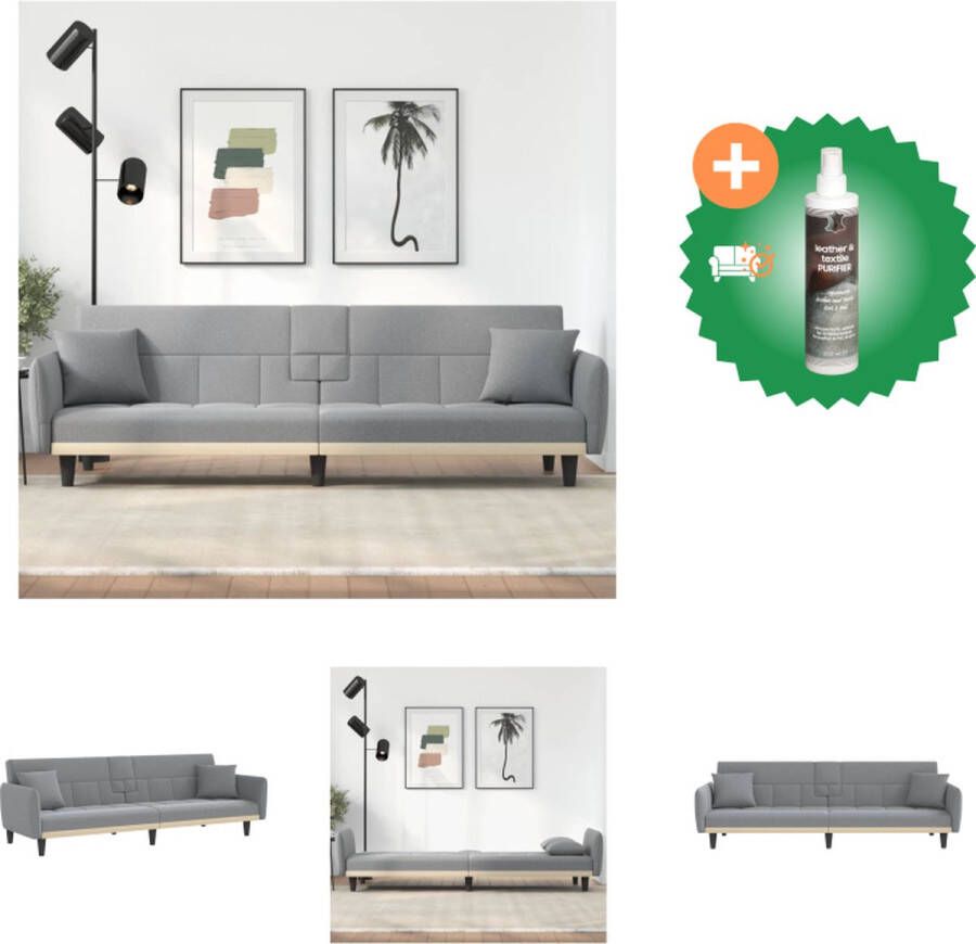 VidaXL Slaapbank Lichtgrijs 220x89x70 cm Verstelbare rugleuning Inklapbare theetafel USB-aansluiting 110 kg draagvermogen Bank Inclusief Reiniger