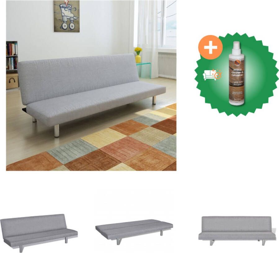 VidaXL Slaapbank Lichtgrijs Houten frame Verchroomde poten 168 x 76 x 66 cm 3 verstelbare posities Draagvermogen- 110 kg Bank Inclusief Houtreiniger en verfrisser