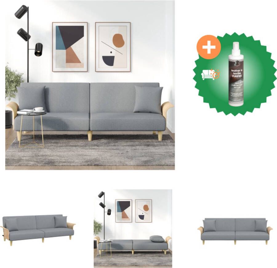 VidaXL Slaapbank Lichtgrijs Stof 224x89x70 cm Verstelbare Rugleuning Comfortabele Zitting Praktische Kussens Bank Inclusief Reiniger