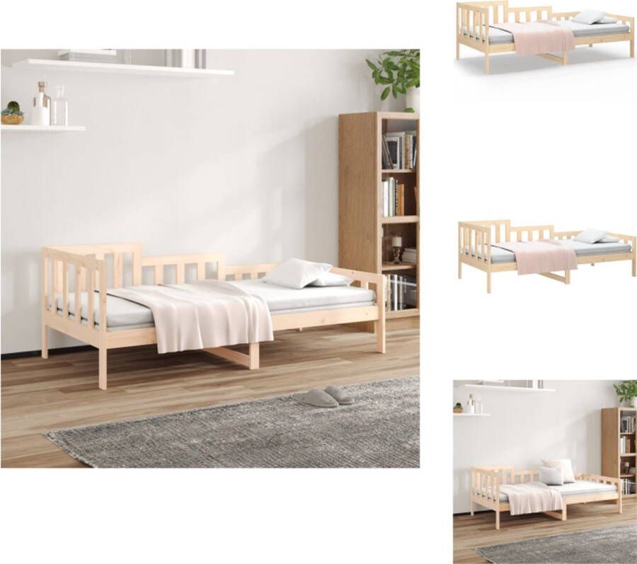 vidaXL Slaapbank Logeerbed Grenenhout 3-zijdig bedhek Gelat ontwerp Veelzijdig Extra opbergruimte 203.5 x 96 x 68.5 cm Geschikte matras- 90 x 200 cm Bed