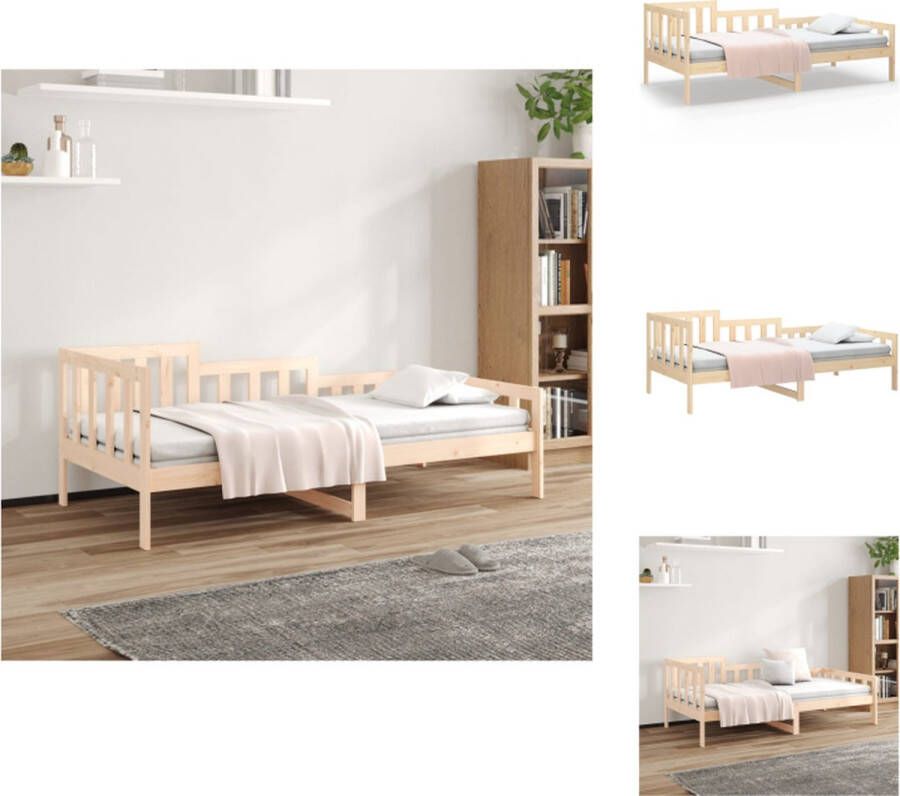 VidaXL Slaapbank Logeerbed Massief grenenhout 3-zijdig bedhek Gelat ontwerp Veelzijdig bed Extra opbergruimte 193.5 x 96 x 68.5 cm Geschikte matras- 90 x 190 cm Bed