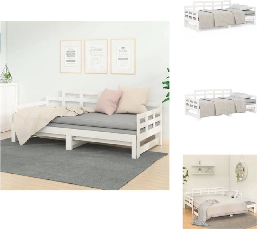 VidaXL Slaapbank Massief Grenenhout 160 x 203.5 cm Wit Bed