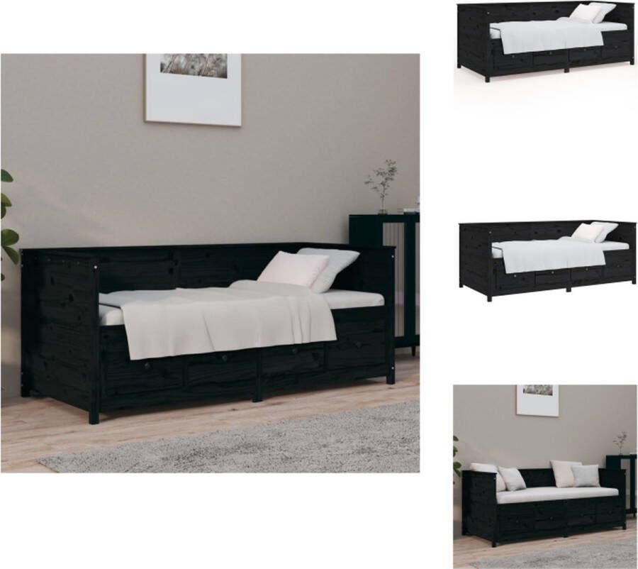 VidaXL Slaapbank Slaapbanken Bedbank Bed Slaapbank 75x190 cm massief grenenhout zwart - Foto 2