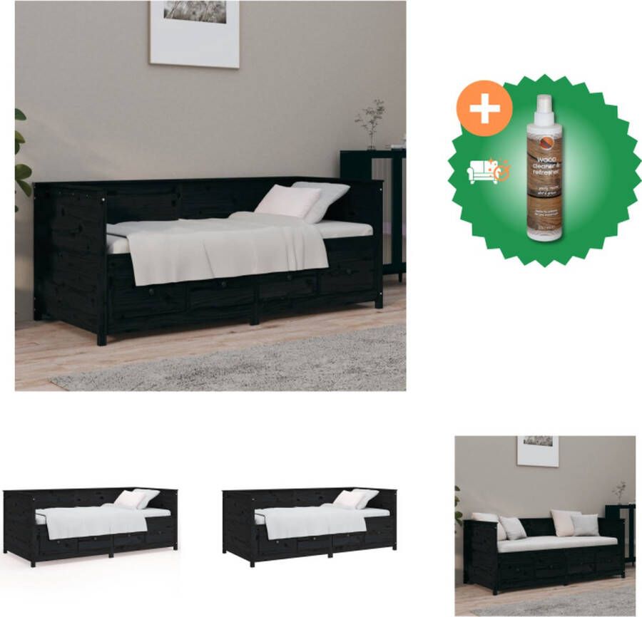 VidaXL Slaapbank Massief Grenenhout 197.5 x 82 x 80 cm Zwart Bed Inclusief Houtreiniger en verfrisser - Foto 2