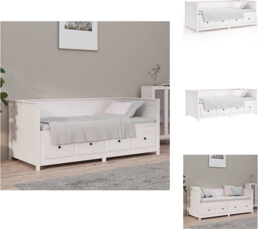 VidaXL Slaapbank Massief Grenenhout 197.5 x 97 x 80 cm Wit Bed