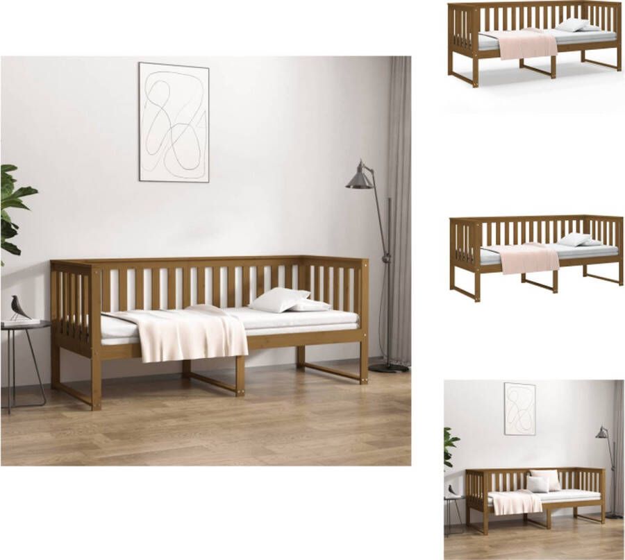 VidaXL Slaapbank Slaapbanken Bedbank Bed Slaapbank 75x190 cm massief grenenhout honingbruin - Foto 2