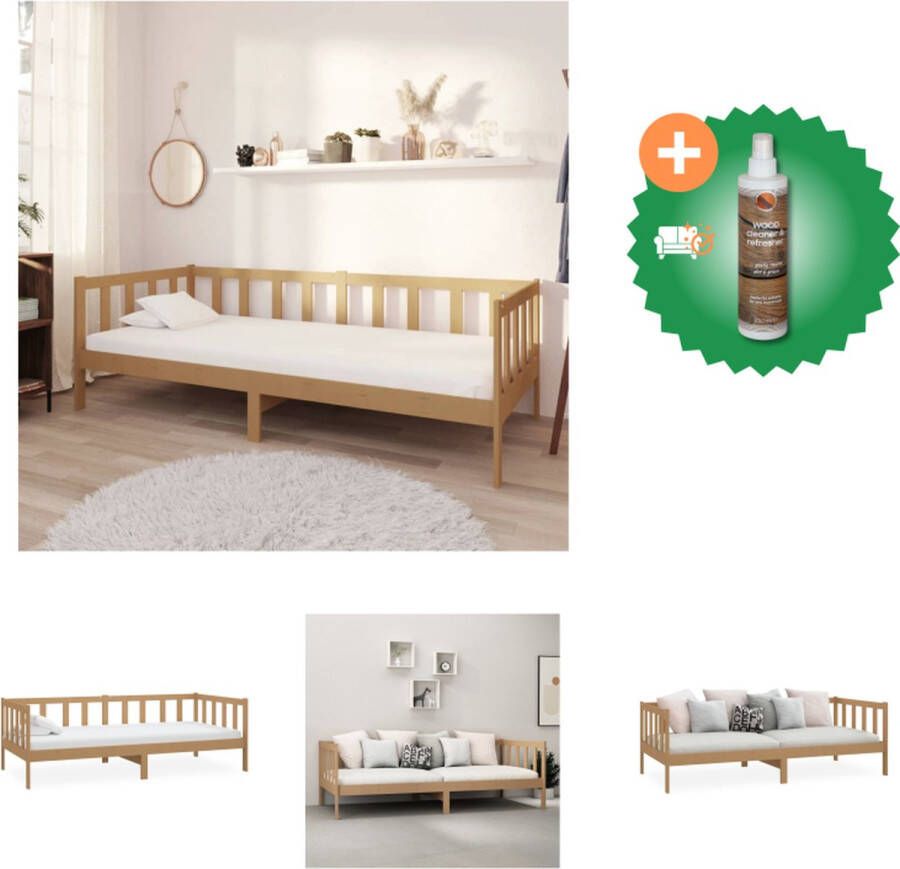 VidaXL Slaapbank Massief Grenenhout 203 x 98 x 66 cm Honingbruin Bed Inclusief Houtreiniger en verfrisser