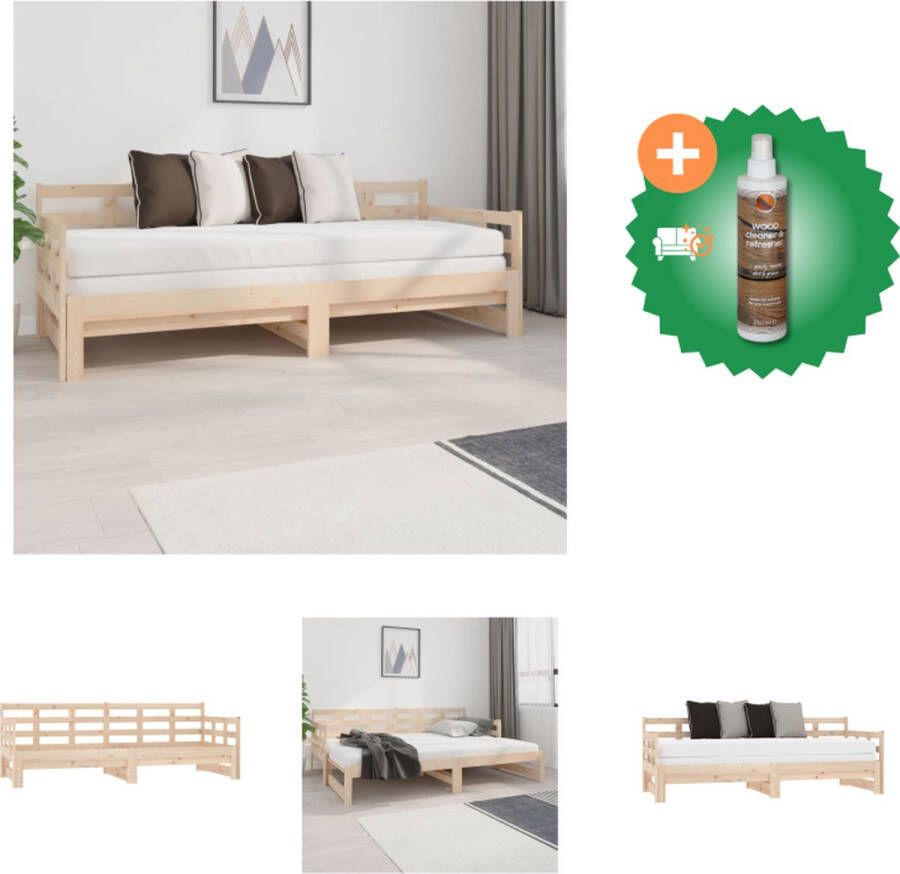 VidaXL Slaapbank Massief Grenenhout Opklapbaar Ruimtebesparend 203.5 x 160 x 66 cm Geschikt voor 2 personen 80 x 200 cm matras Bed Inclusief Houtreiniger en verfrisser - Foto 3