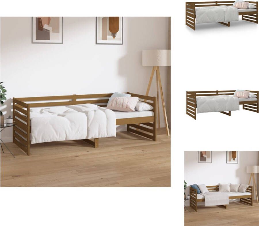 vidaXL Slaapbank Massief Grenenhout 203.5 x 85.5 x 68.5 cm 3-zijdig bedhek Gelat ontwerp Honingbruin Bed