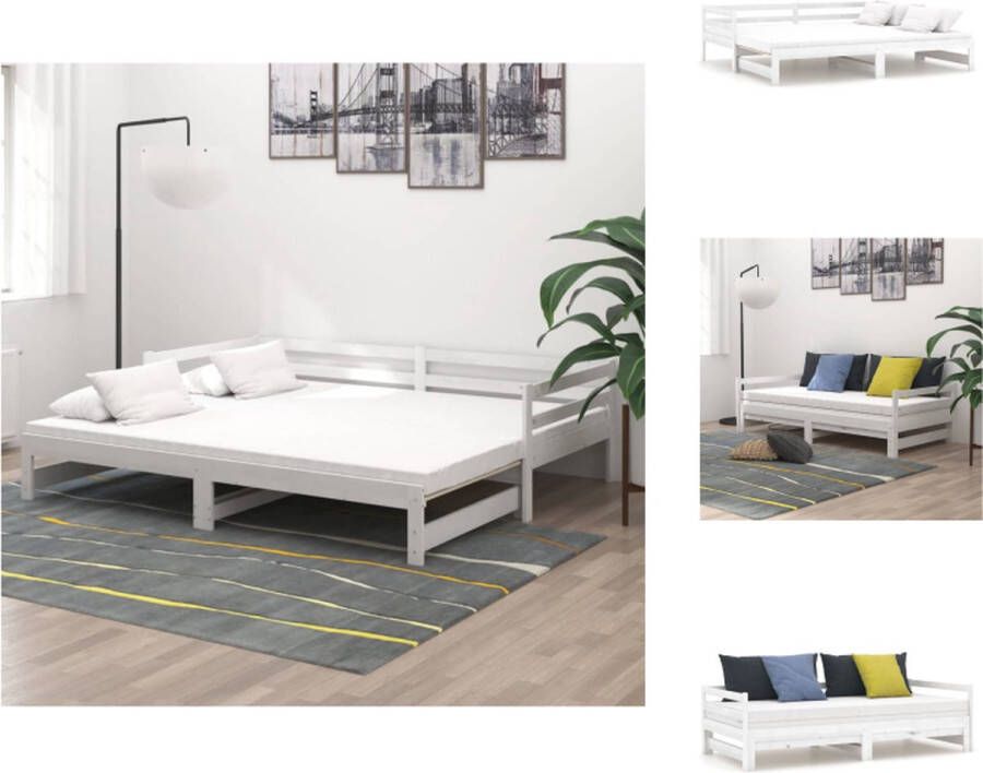 VidaXL Slaapbank Massief Grenenhout 203x184x56 cm Wit Bed