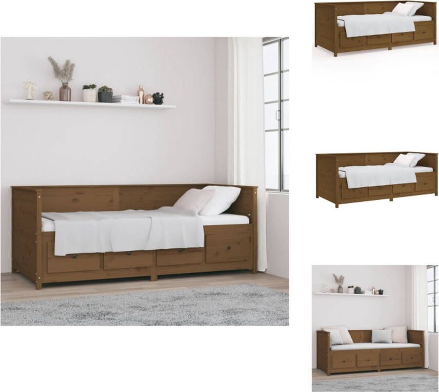 vidaXL Slaapbank Massief Grenenhout 207.5 x 87 x 80 cm Honingbruin Bed