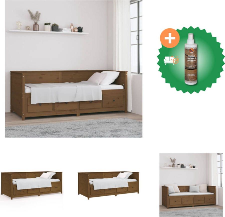 VidaXL Slaapbank Massief Grenenhout 207.5 x 87 x 80 cm Honingbruin Bed Inclusief Houtreiniger en verfrisser