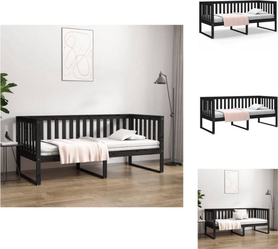 VidaXL Slaapbank Slaapbanken Bedbank Bed Slaapbank 100x200 cm massief grenenhout zwart