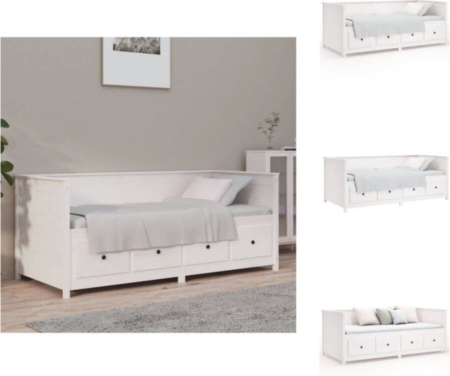 vidaXL Slaapbank Massief Grenenhout Bed met Opbergruimte 207.5 x 107 x 80 cm Wit Bed