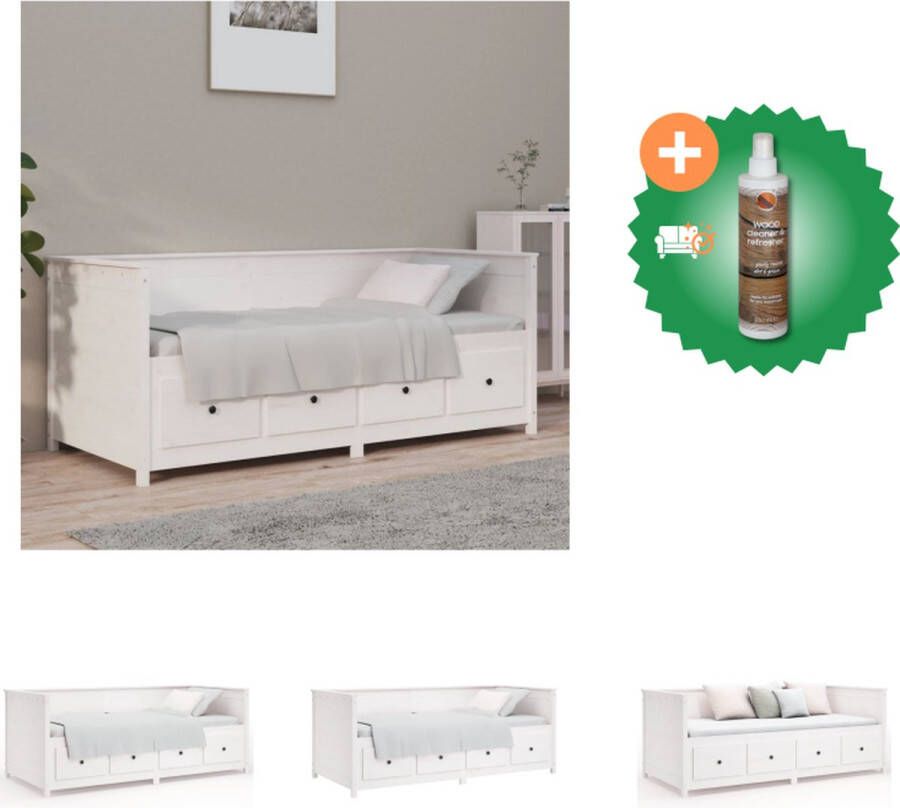 VidaXL Slaapbank Massief Grenenhout Bed met Opbergruimte 207.5 x 107 x 80 cm Wit Bed Inclusief Houtreiniger en verfrisser