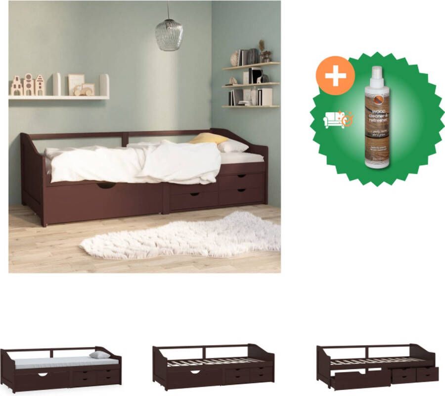 VidaXL Slaapbank Massief Grenenhout Bedbank 204 x 98 x 66 cm 5 lades Bed Inclusief Houtreiniger en verfrisser