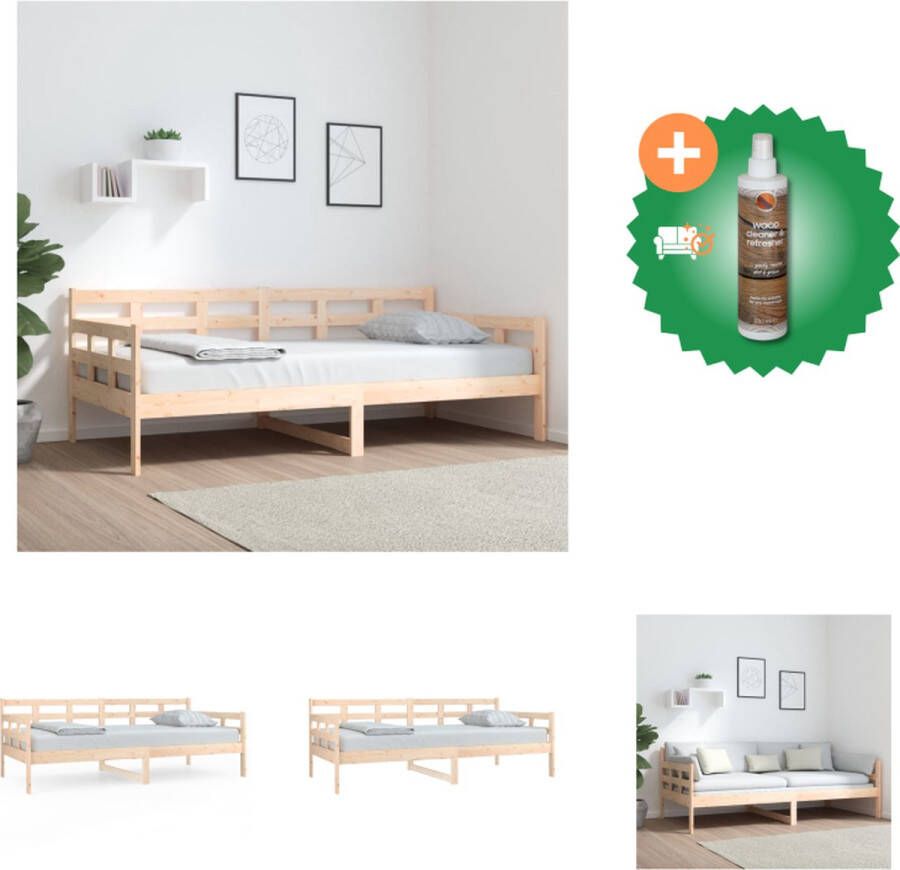VidaXL Slaapbank Massief Grenenhout Bedframe 193.5 x 96 x 69.5 cm Stevige Lattenbodem Bed Inclusief Houtreiniger en verfrisser - Foto 2