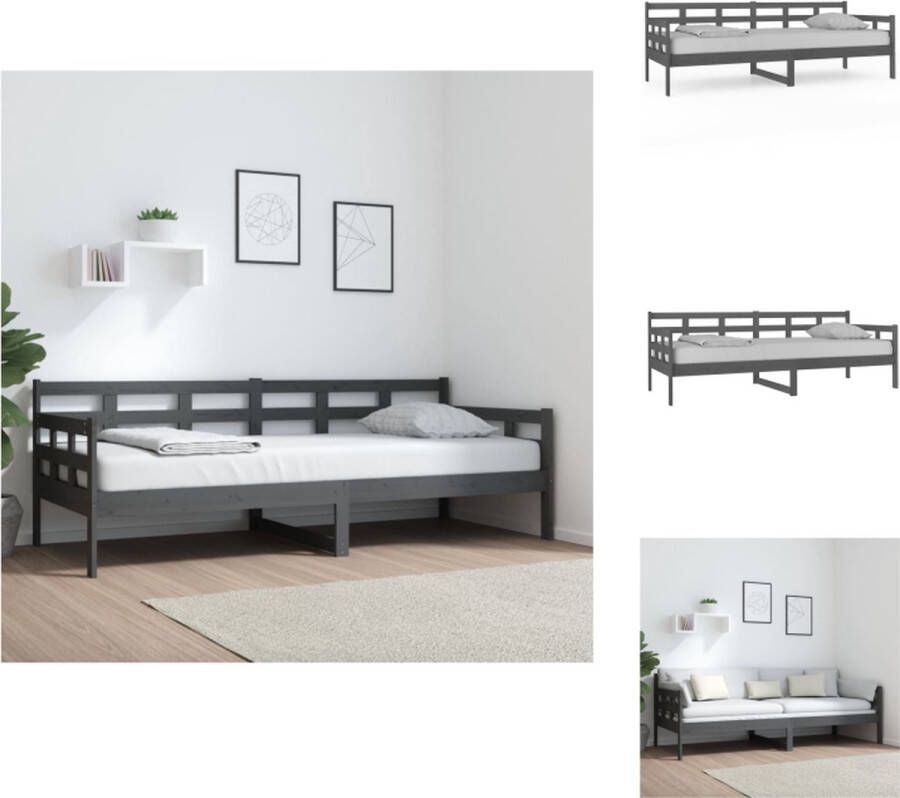 VidaXL Slaapbank Massief Grenenhout Grijs 203.5 x 86 x 69.5 cm Bedframe zonder matras Bed