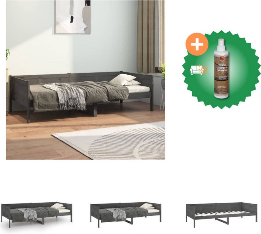 VidaXL Houten Slaapbank Grijs Massief Grenenhout 204 x 98 x 70 cm Logeerbed Bank 90 x 200 cm Matras Bed Inclusief Houtreiniger en verfrisser - Foto 3
