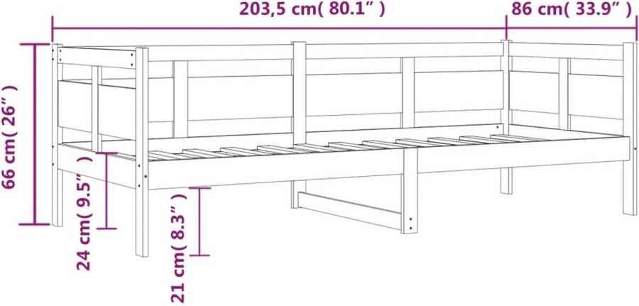 VidaXL -Slaapbank-massief-grenenhout-grijs-80x200-cm - Foto 2