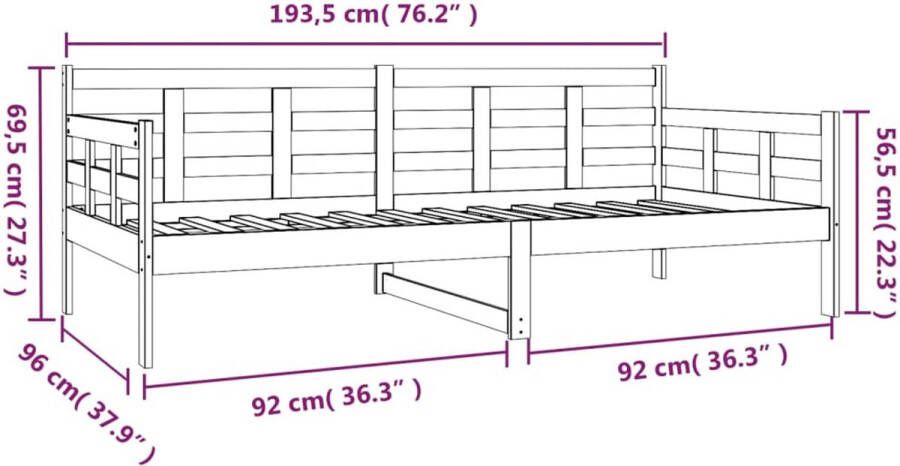 VidaXL -Slaapbank-massief-grenenhout-grijs-90x190-cm - Foto 2