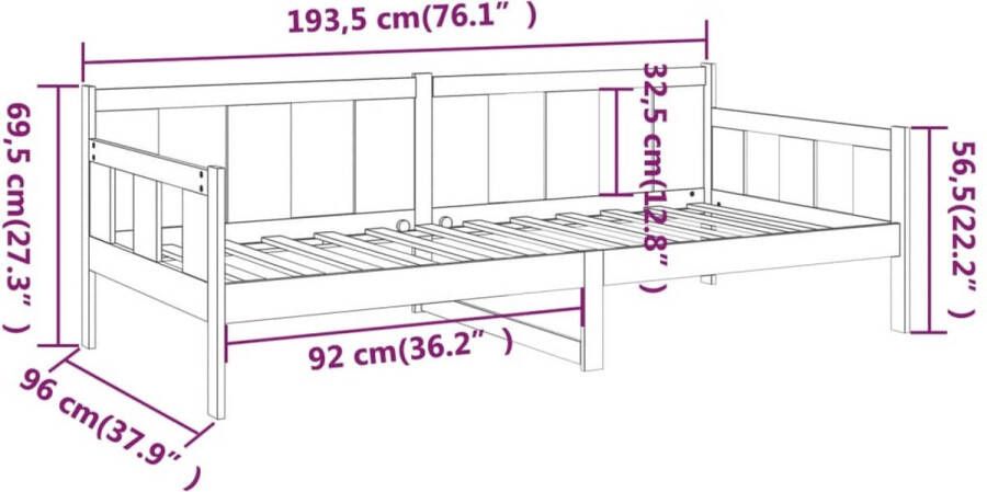 VidaXL -Slaapbank-massief-grenenhout-grijs-90x190-cm - Foto 3