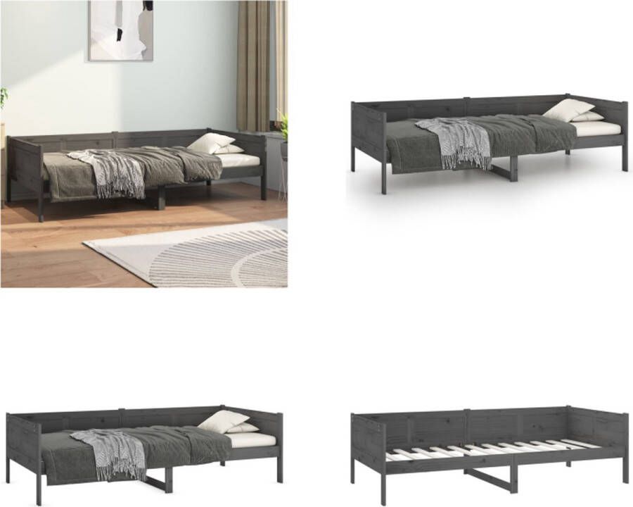 VidaXL Slaapbank massief grenenhout grijs 90x200 cm Slaapbank Slaapbanken Bedbank Bed