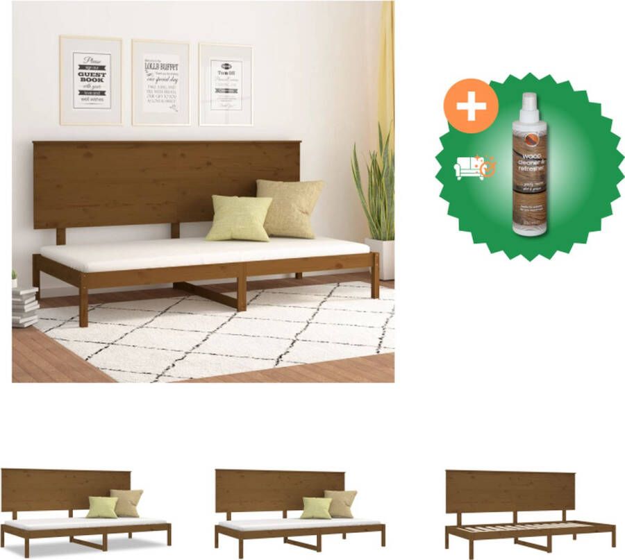 VidaXL Slaapbank Massief Grenenhout Honingbruin 205.5 x 96 x 103.5 cm Geschikte matras 90 x 200 cm Bed Inclusief Houtreiniger en verfrisser