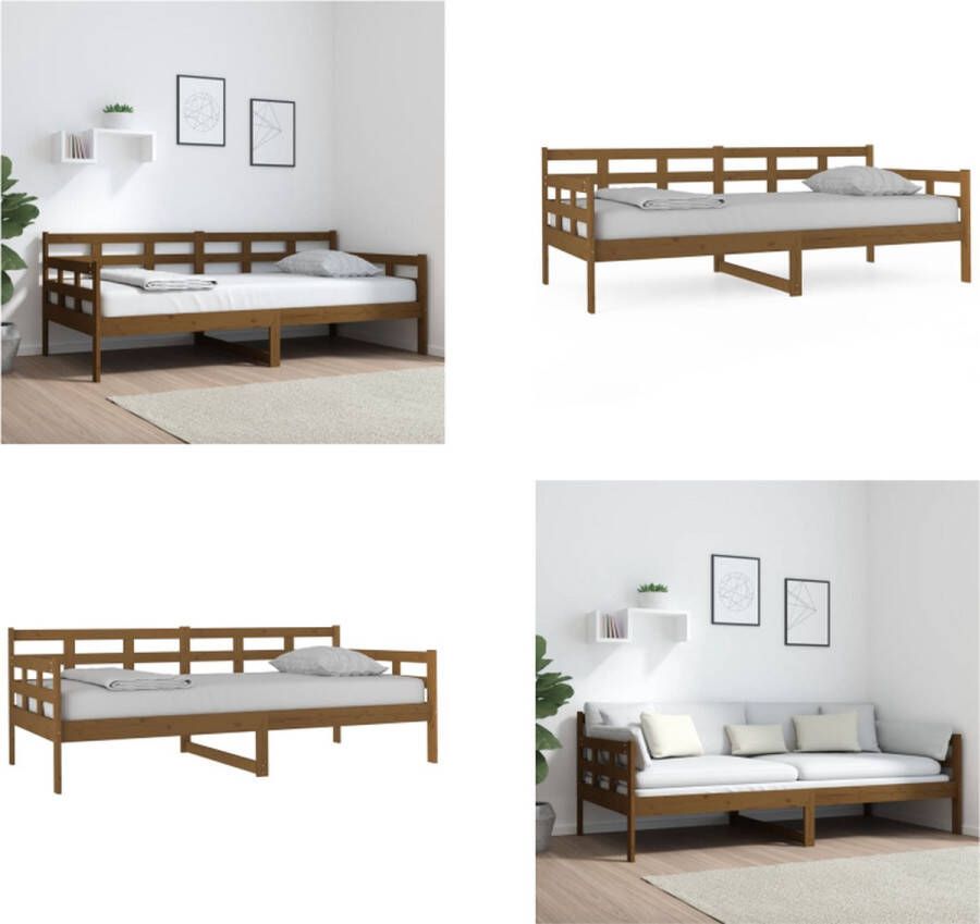 VidaXL Slaapbank massief grenenhout honingbruin 90x190 cm Slaapbank Slaapbanken Bedbank Bed - Foto 2