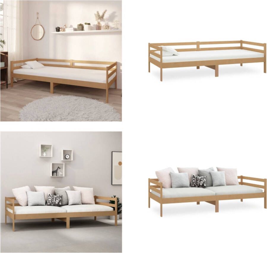 VidaXL Slaapbank massief grenenhout honingbruin 90x200 cm Bedbank Bedbanken Bed Bank Bed Banken