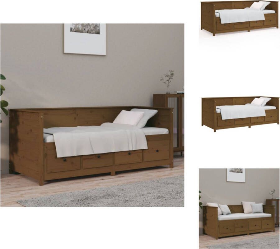 VidaXL Slaapbank Massief grenenhout Houten bedbank Honingbruin 197.5 x 82 x 80 cm Geschikte matras- 75 x 190 cm Bed