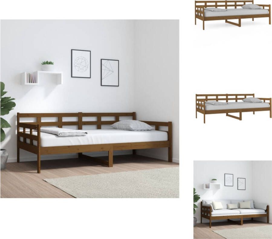 VidaXL Slaapbank Massief Grenenhout Houten bedframe 193.5 x 96 x 69.5 cm Honingbruin Bed