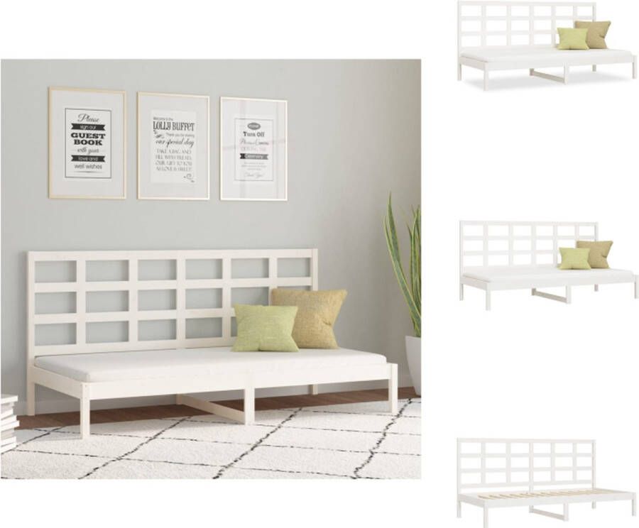 VidaXL Slaapbank Massief Grenenhout Houten Lattenbodem Comfortabele Rugleuning Veelzijdig en Ruimtebesparend Wit 205.5 x 85.5 x 100 cm (L x B x H) Bed