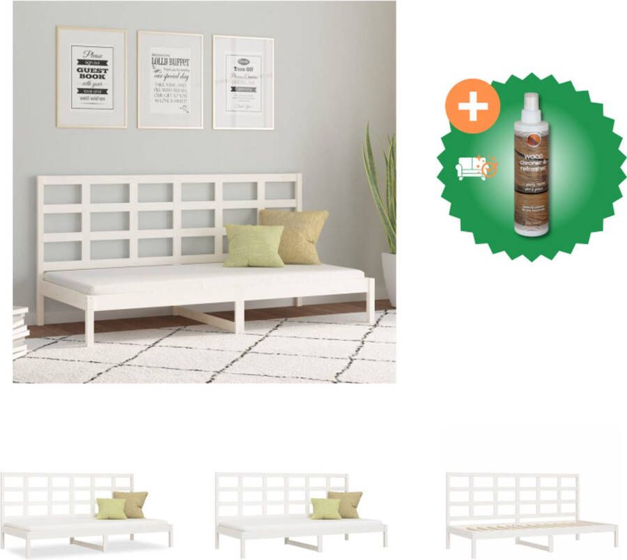 VidaXL Slaapbank Massief Grenenhout Logeerbed Lattenbodem Comfortabele ondersteuning Veelzijdig Extra opbergruimte Wit 205.5 x 96 x 100 cm Geschikte matras 90 x 200 cm Bed Inclusief Houtreiniger en verfrisser - Foto 6