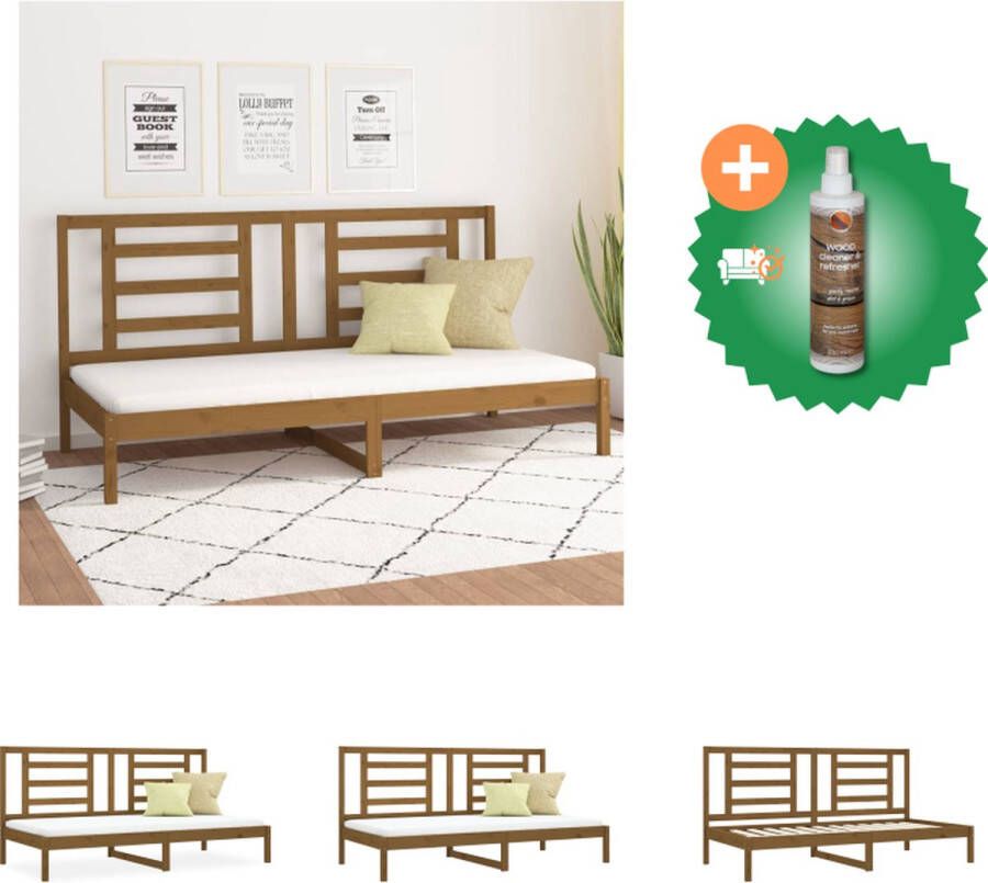 VidaXL Slaapbank Massief Grenenhout Logeerbed met Lattenbodem Honingbruin 205.5 x 96 x 100 cm Geschikt voor 90 x 200 cm Matras Bed Inclusief Houtreiniger en verfrisser